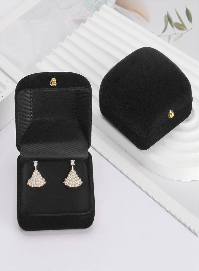 KUKUVR 2 Pieces Velvet Earring Stud Gift Box, Jewelry Holder Display Case for Earring stud cufflinks, Earring Organizer Storage Box for Women Girl (Black) - Image 5
